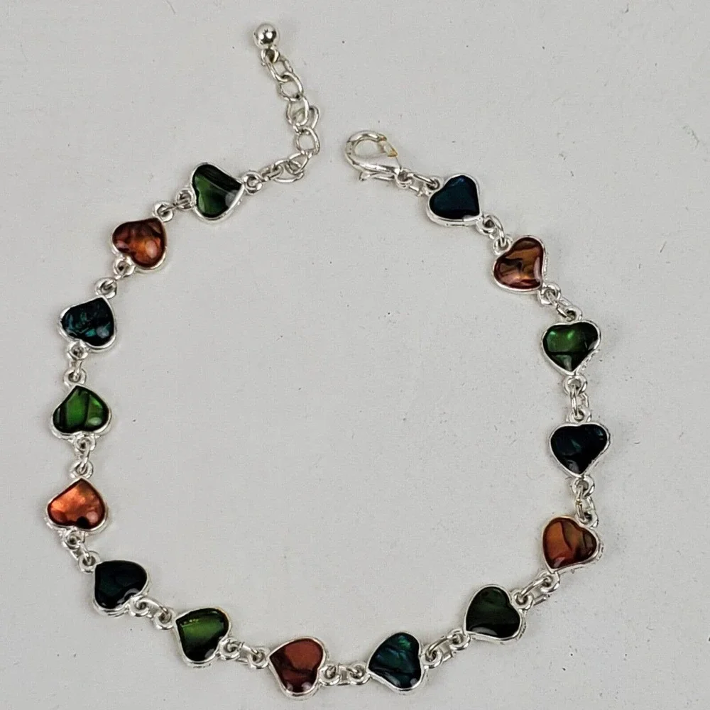 Vintage Hippie Style Love Heart Beaded Bracelet 10 Inch - Picture 2 of 5